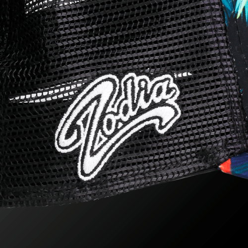 Botanical Mesh Cap showing black mesh design with Zodia logo, perfect for summer style.