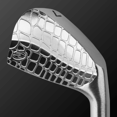 Caiman IV MB golf club head showcasing unique design and high polish craftsmanship by Zodia.