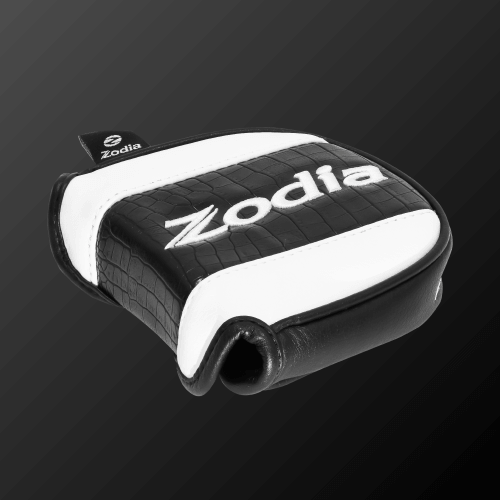 Caiman Pattern Putter Cover (Mallet Type) in black and white with Zodia logo, designed for secure putter protection.