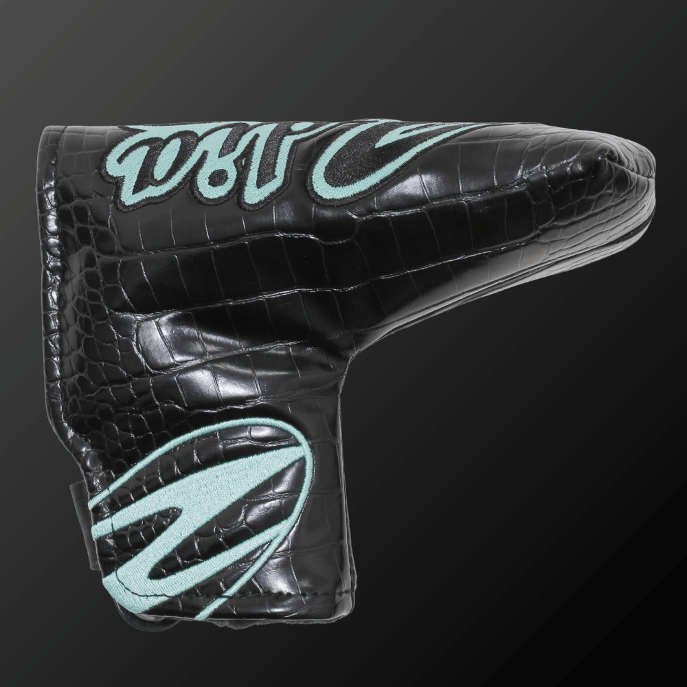 Caiman Pattern Putter Cover (Wide Type) designed for blade and mallet putter heads with a sleek black finish.