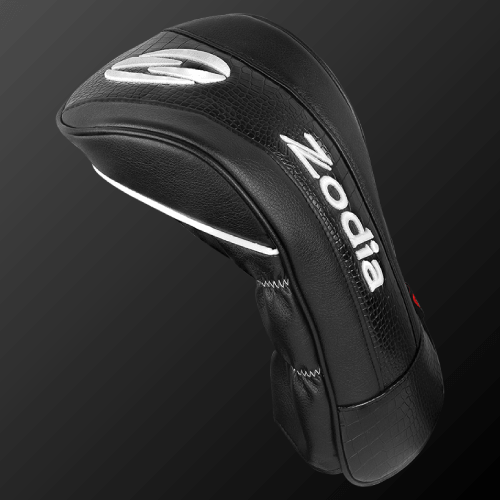 Caiman Print Headcover in black by Zodia, featuring an iconic caiman pattern and lightweight design for driver protection.