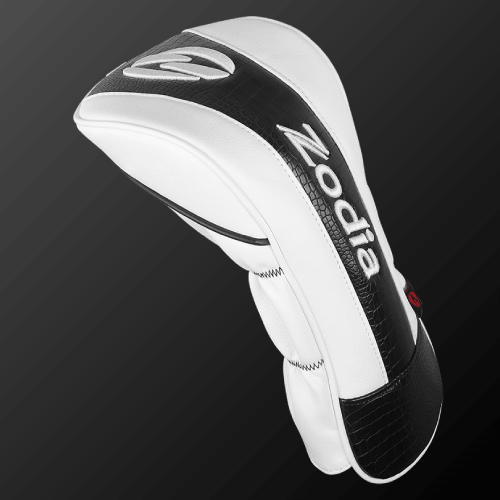 Caiman Print Headcover featuring Zodia's iconic caiman pattern in white and black, lightweight and easy to use.
