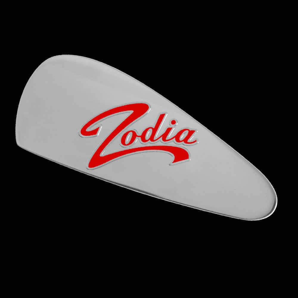 Cavity Badge Chrome featuring Zodia logo on a sleek chrome design.