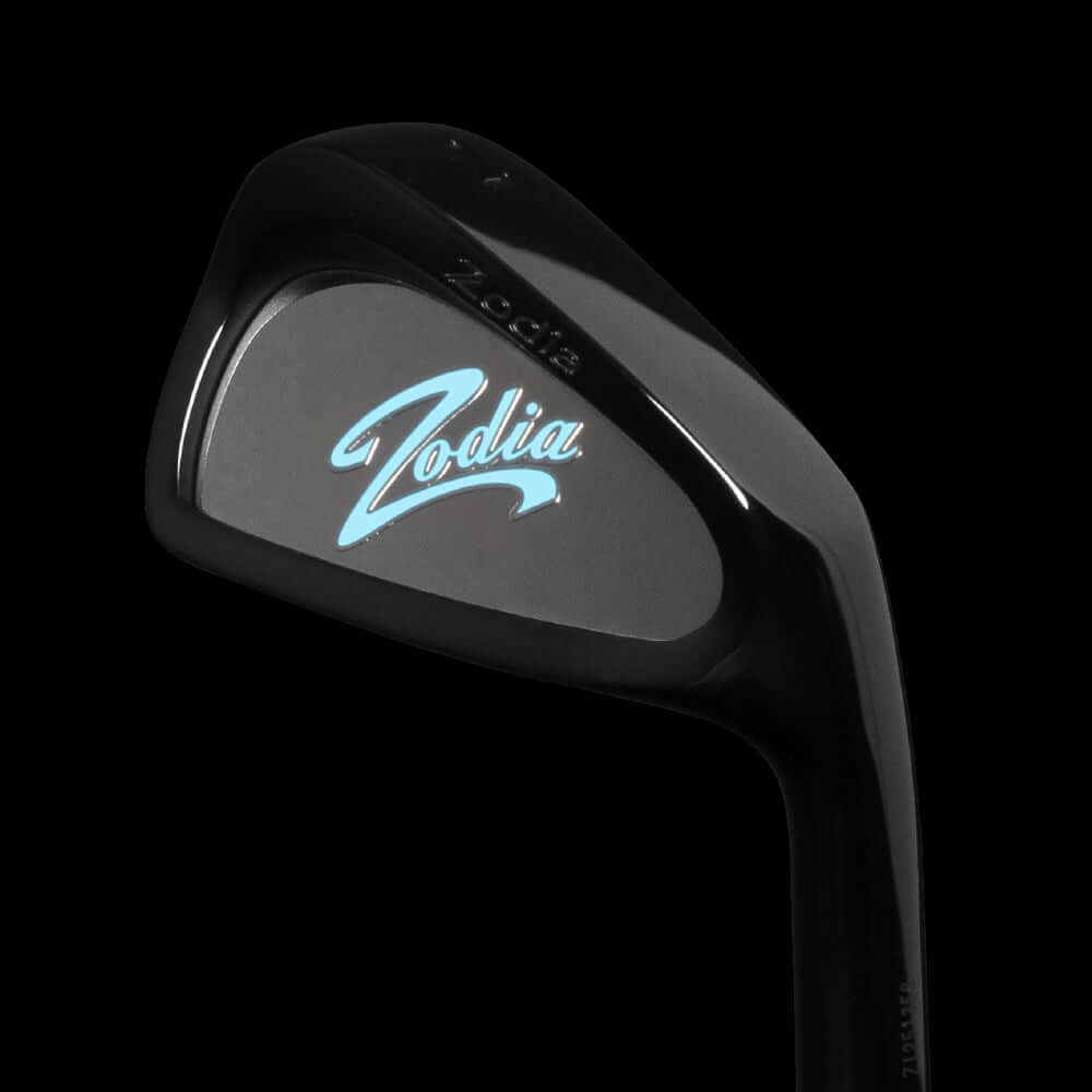Cavity Badge DLC Black golf club head in black finish, featuring Zodia logo and lightweight design for enhanced performance.