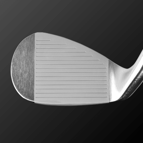 CGX-CB golf wedge close-up showing face grooves and precision design for improved performance.