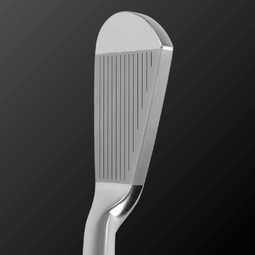 CGX-CB II golf iron head showcasing a thicker taupe blade and precision grooves for improved performance.
