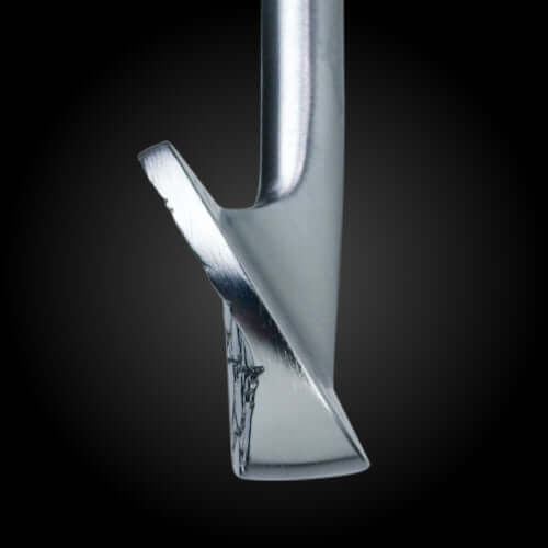 Crocodile Muscle golf club iron head showcasing sleek chrome finish and detailed design.