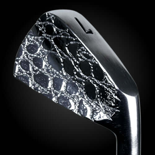 Crocodile Muscle golf club head showcasing crocodile texture and sleek design on the back face.