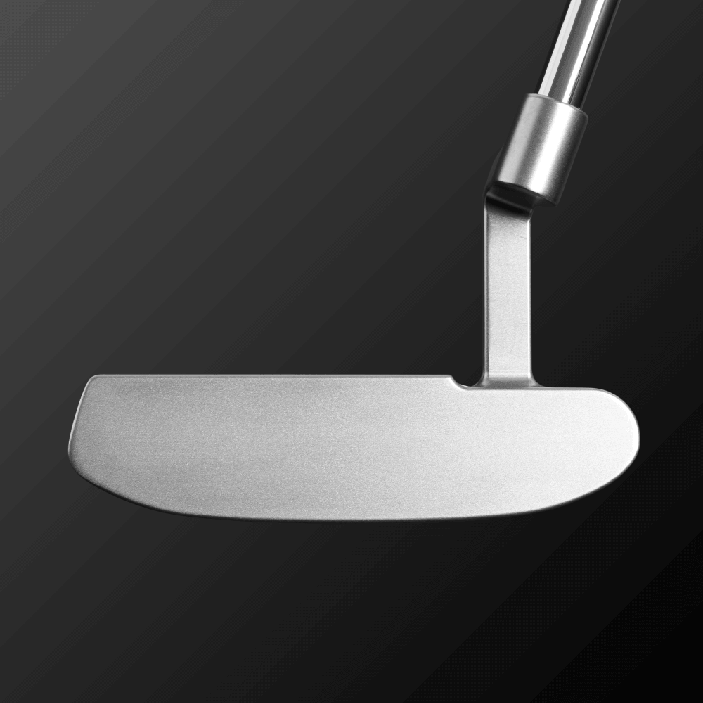 Close-up view of the DALE MINI PUTTER CRANK showcasing its distinctive deep, square blade design.