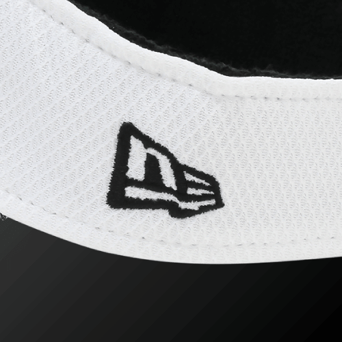 Diamond Era Sun Visor close-up showing the black logo detail on the white fabric.