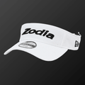 Diamond Era Sun Visor in white with Zodia logo, breathable, moisture-wicking, and UV protection features.