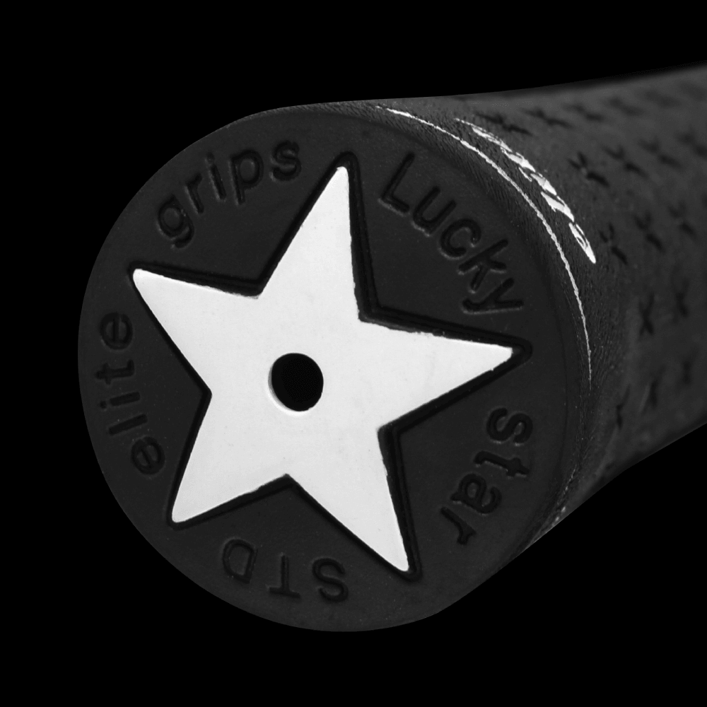 Elite Lucky Star Grip Zodia Logo on rubber grip with star pattern, showcasing black color and unique design features.