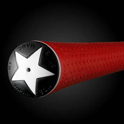 Elite Y360°S Grip Zodia Logo grip in red with grooves for enhanced control and comfort during play.