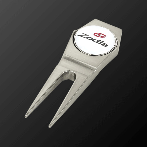 Green Fork by Zodia, stainless steel design for marking pitch marks and ideal for gifting.