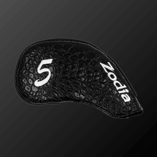 Iron cover with Zodia branding, number 5, featuring a sleek black design and protective lining.