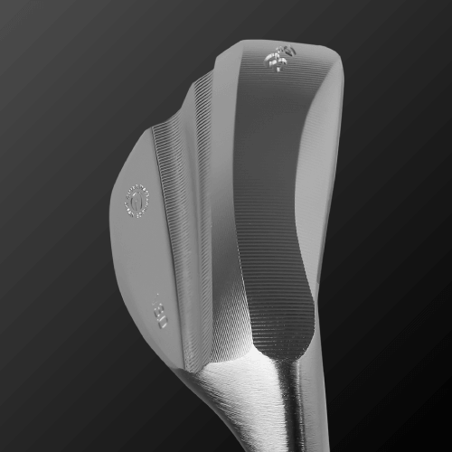Close-up of V3.0 golf club showing fine grooves and CNC machined sole for enhanced spin performance.