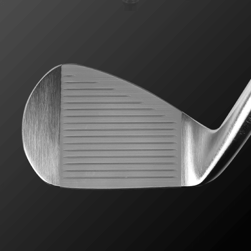 V3.0 golf club wedge showing fine grooves and increased scorelines for improved spin performance.