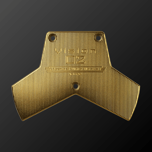 Vision 02 PUTTER Y-shaped stainless steel plate in gold color for improved alignment and stability.