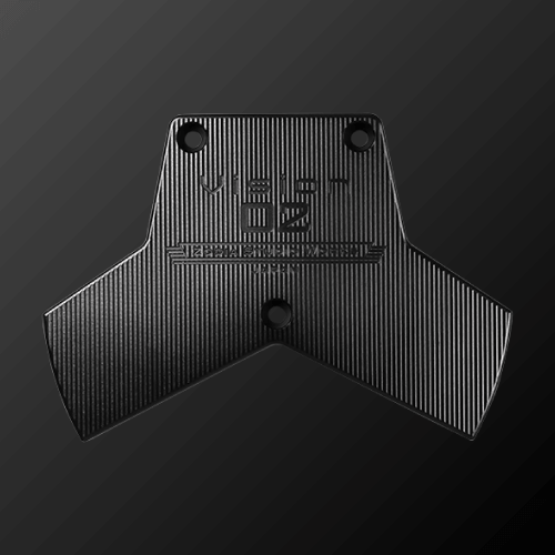 Vision 02 PUTTER black head with hammerhead design for precision and stability, showcasing milled duralumin texture.