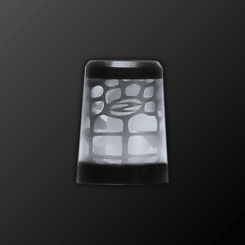Zodia CAIMAN Ferrule in hologram base with chic transparent design on black background.