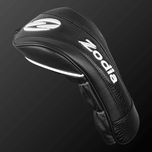 Caiman Print Headcover in black with Zodia logo, featuring iconic caiman pattern and easy-to-use design for fairway wood.
