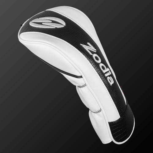Caiman Print Headcover featuring Zodia's iconic caiman pattern in white and black for fairway wood clubs.