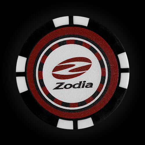 Casino Chip Marker featuring Zodia logo in a stylish casino chip design, reversible with unique patterns.