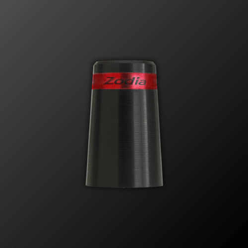 Zodia Color Ferrule in red with black body and logo for unique customization.