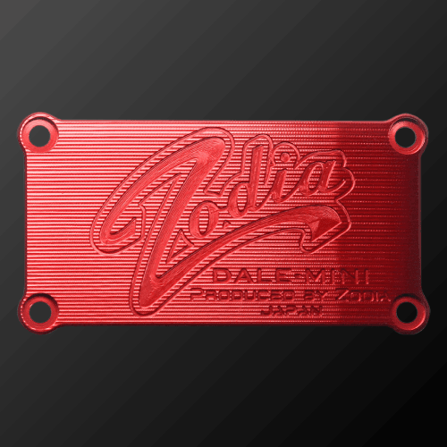 DALE MINI PUTTER CRANK red plate with logo, showcasing distinctive design and craftsmanship from Japan.