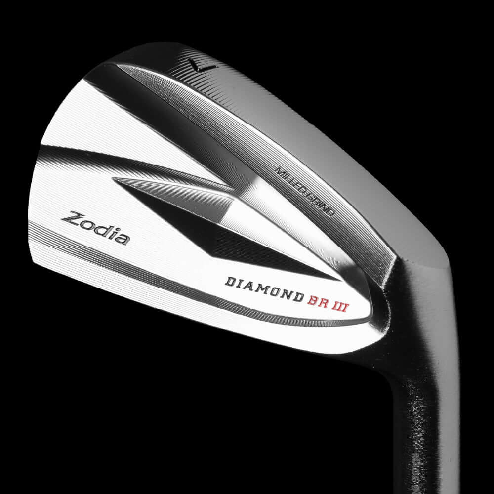 Close-up of Zodia DIAMOND BR III golf club showcasing precision CNC milling and polished finish.