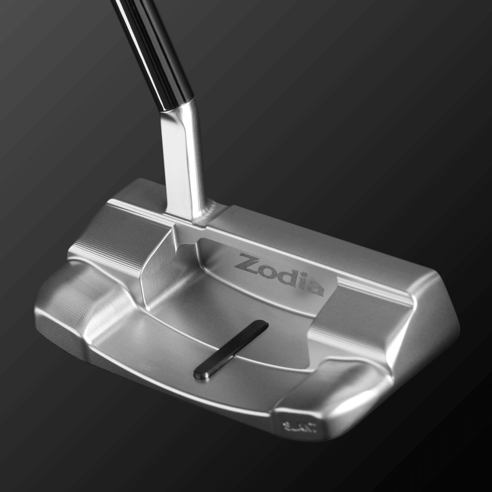 DALE MINI PUTTER SLANT close-up view showcasing its deep, square shape and slant-neck for easy handling.