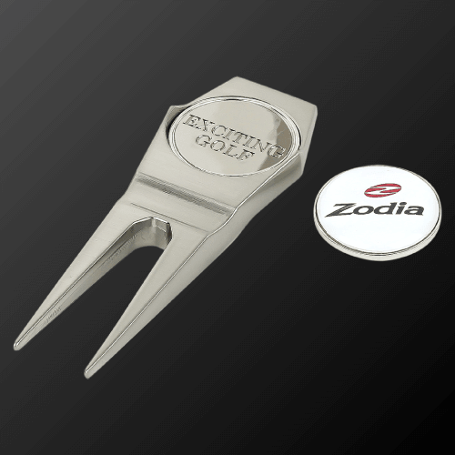 Green Fork with a stainless steel design and removable marker for easily repairing pitch marks.