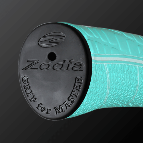 Zodia Original Caiman Pattern Putter Grip in sky blue showing the textured surface and branding detail.