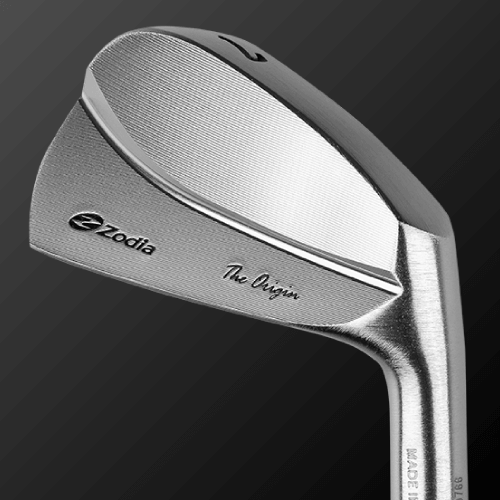 Close-up of The Origin muscle-back iron showcasing precision craftsmanship and sleek design.